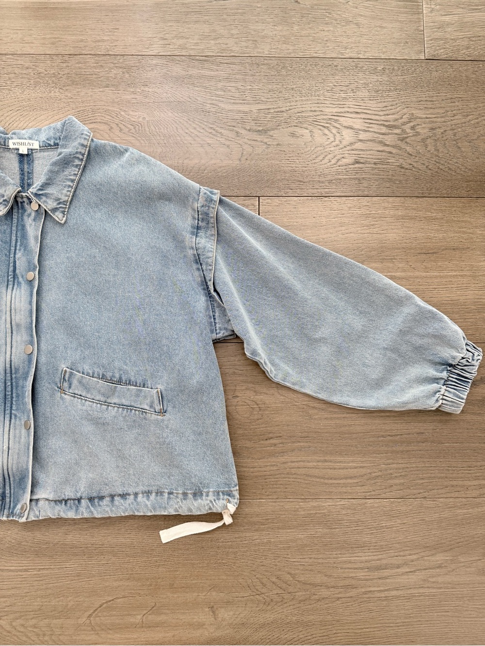 Wishlist Oversized Cotton Denim Cinch Hem Bomber Jacket Large - Picture 7 of 14